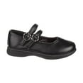 thumbnail image 2 of Petalia Girls' School Shoes with Double Mid strap and Floral Shaped Buckle Accent - Black, 2, 2 of 5