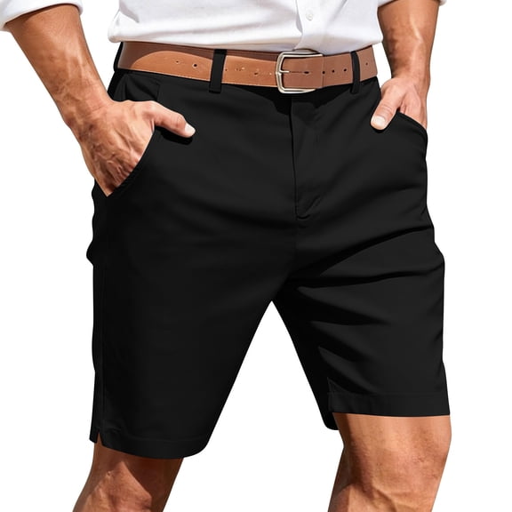 JUUYY Golf Shorts for Men Casual Quick Dry Stretch Flat Front Work Dress Shorts Lightweight Moisture Wicking Cargo Shorts with Pocket Black XXXL