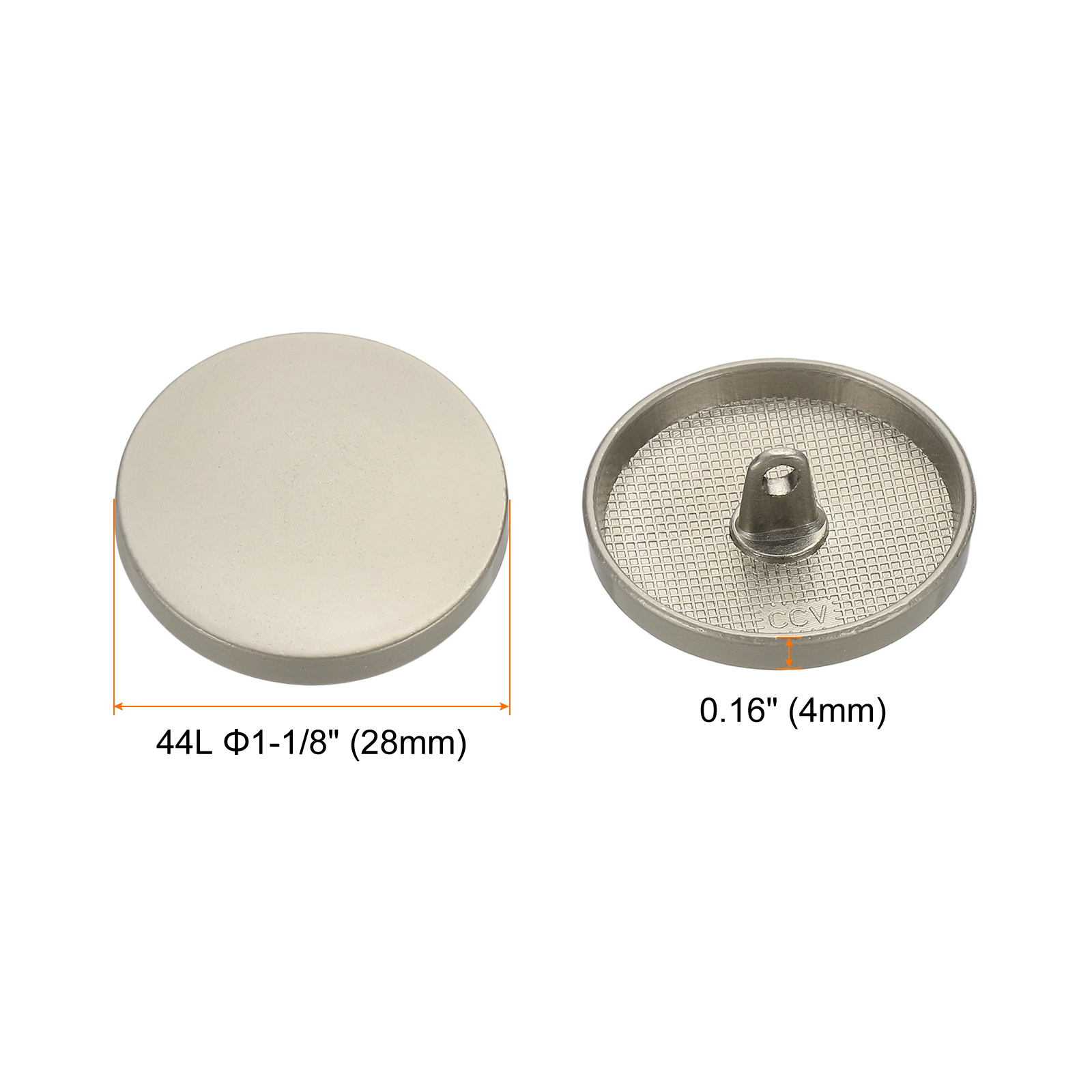 50pcs 44L Metal Round Flat Sewing Buttons 28mm Alloy Shank Craft Replacement Button for Men Women Suit Woolen Coat Shirt Trousers Sewing Crafts, Grey