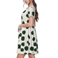 thumbnail image 2 of Rocae Abstract Green Polka Dot for Dresses Summer Casual Ruffle Short Sleeve Cute Crew Neck Flowy Dress with Pockets, 2 of 6
