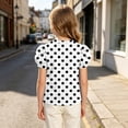 thumbnail image 4 of Vornjynx Kids Girls T-Shirt Crew Neck Puff Short Sleeve Polka Dots Summer Casual Cute Tee Black Size 14-15, 4 of 9