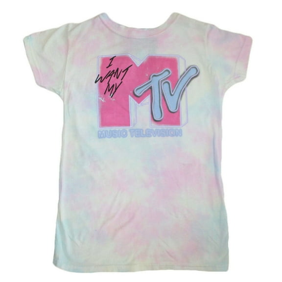 MTV Music Television Junior Women's Tie Dye T-Shirt (Small)