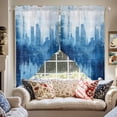 thumbnail image 2 of Abstract Urban Silhouette Swag Curtain Valance for Windows, Watercolor Blue Gary Building Window Treatments Short Swag Topper for Kitchen Windows Bathroom Bedroom, 36"x36", 2 of 8