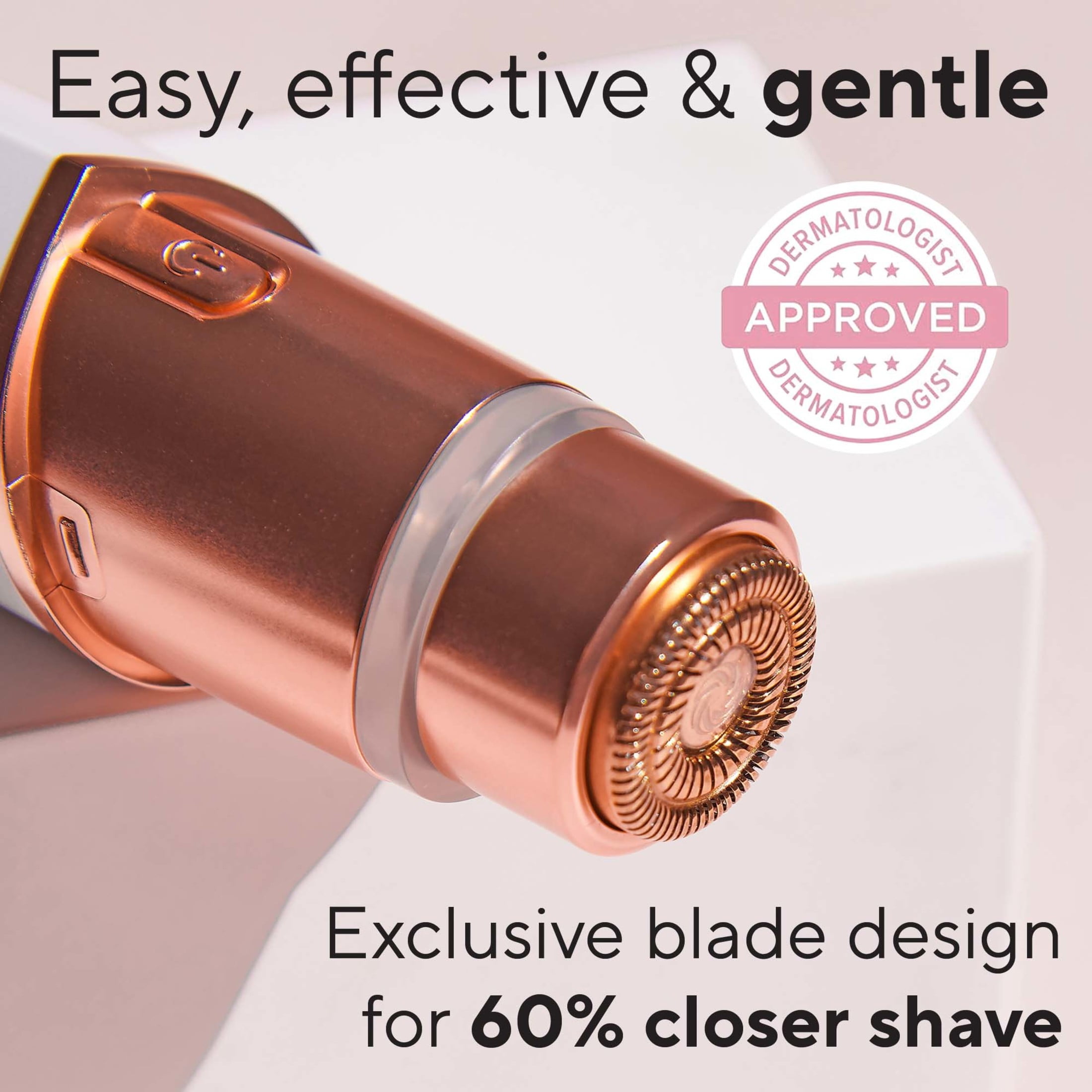 Finishing Touch Flawless Facial Hair Remover for Women White Rose Gold Electric Face Razor with LED Light