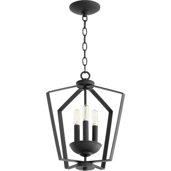 894-3-69-Quorum Lighting-3 Light Entry Pendant in Quorum Home Collection style - 13 inches wide by 15.5 inches high-Noir Finish    -Traditional