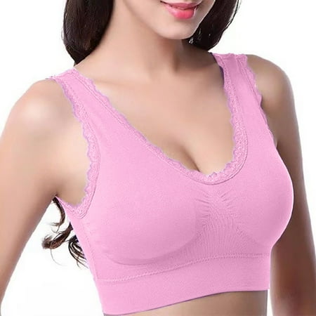 BLTIBY Womens Seamless Sports Bras No Underwire Push Up Bra Fashion Supportive Full Coverage Everyday Lingerie Comfortable Pink 3XL