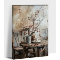 Flower Canvas Wall Art, Farmhouse Flower Bathroom Wall Decor, Rustic Farmhouse Floral Picture Prints for Bedroom Kitchen Decoration, Framed Country Flower Wall Artwork Poster Painting 12x18 Inch
