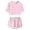 Pink, variant on Hienoo Girls Summer Outfits Pink Floral Short Sleeve T Shirt and Shorts Set