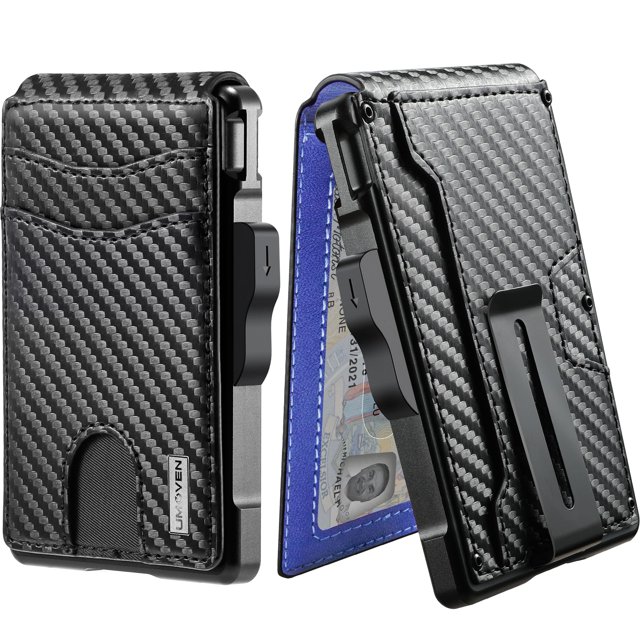 Wallet Umoven - Cartera para hombre con bloqueo RFID, color negro y azul