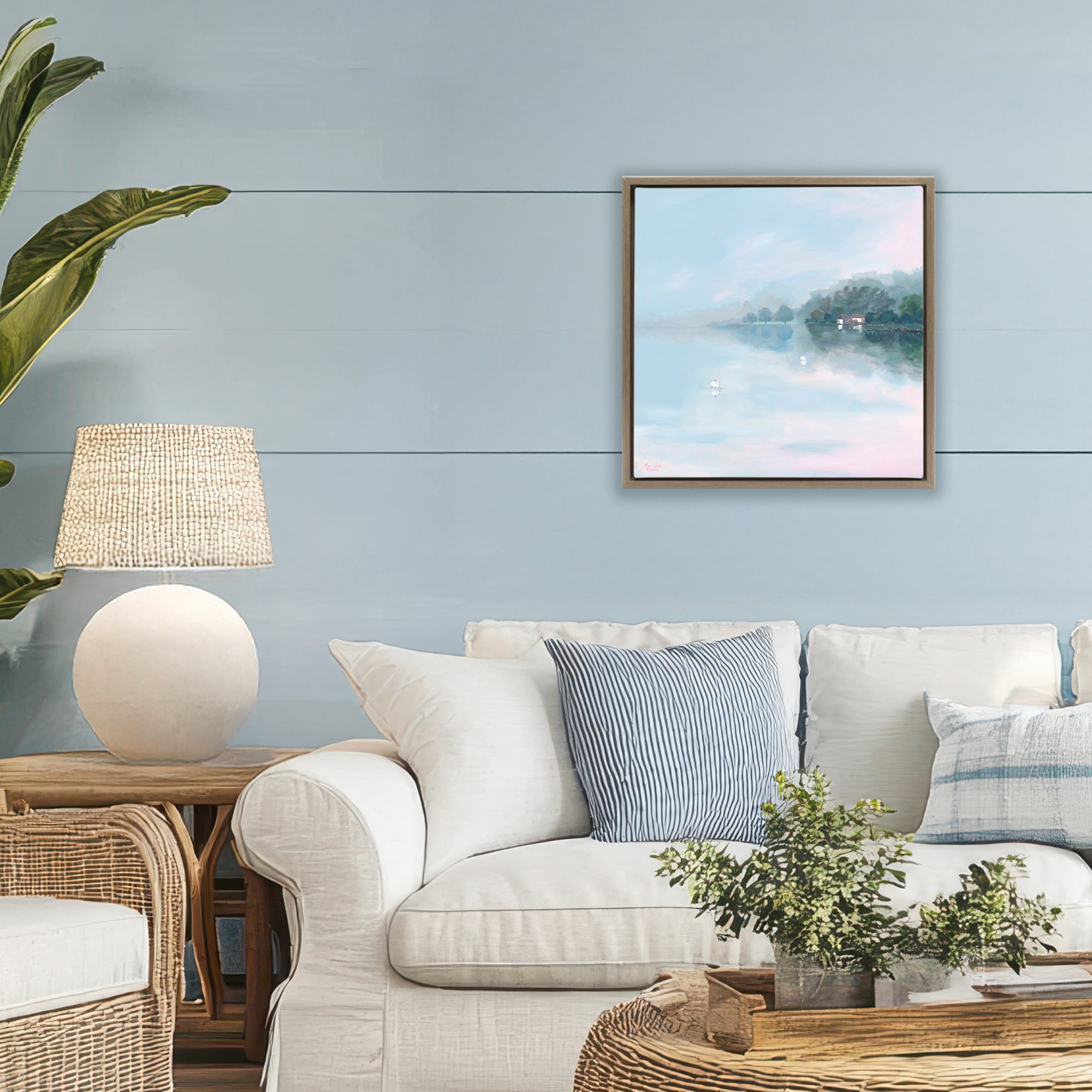 Stupell Industries Morning at Lake Windermere Brown Framed Floater Canvas Wall Art, design by Meredith Howse