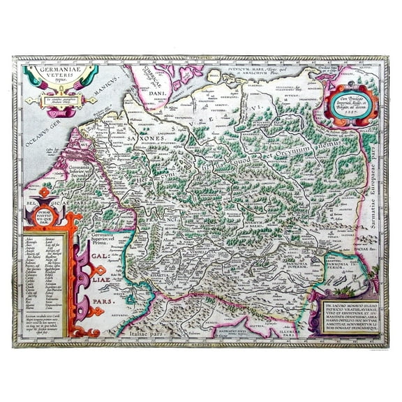 Historic Map - Germany Ancient - Ortelius 1587 - 29.10 x 23 - Vintage Wall Art