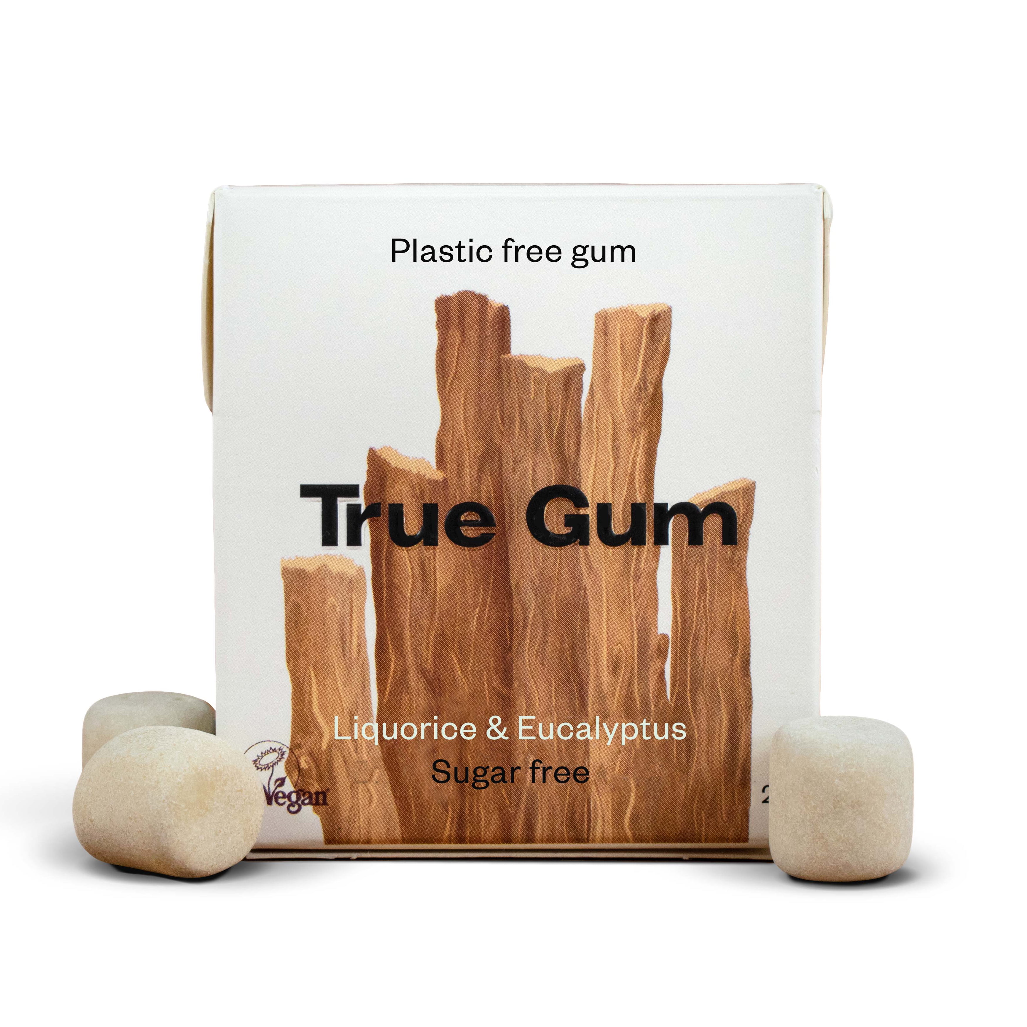 True Gum Chewing Gum Liquorice & Eucalyptus Plastic Free 21g (Box of 24)