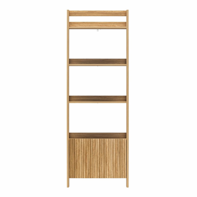 Mainstays 4-Shelf Bookcase with Drawer, Natural Teak photo 7
