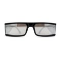 thumbnail image 3 of Windbreaker Side Panel Lens Flat Top Narrow Rectangle Sunglasses Black Silver Mirror, 3 of 4