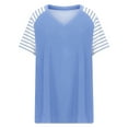 thumbnail image 6 of Fesfesfes Plus Size Tops for Womens Casual Tunic Striped Printed Raglan Short Sleeve T-Shirts V-Neck Tops Blouse XL(US:10), 6 of 7