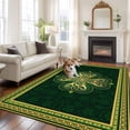thumbnail image 2 of 5'x7' Area Rugs for Living Room Bedroom, Saint Patrick's Day Washable Rug Carpet Runner Indoor Outdoor, Boho Green Golden Leaves Ethnic Motifs Non Slip Floor Mats Area Rug for Kitchen, Nursery, 2 of 8