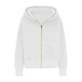 thumbnail image 3 of Jinhomg Womens Casual Hooded Sweatshirts Trendy Full Zip Drop Shoulder Jacket Fall Comfy Long Sleeve Solid Tops with Pocket White M, 3 of 6