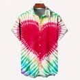 thumbnail image 1 of New Fashion Mens 3D Printed Shirt Summer Short Sleeve Single Row Button Loose Oversized Loving Heart Pattern Trend Unisex Shirts, 1 of 5
