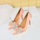thumbnail image 5 of Zapatos de tacón puntiagudos de satén para mujer, de moda, para banquetes, con boca poco profunda, puntiagudos, con lazo de diamante, tacones altos clásicos, 5 of 5