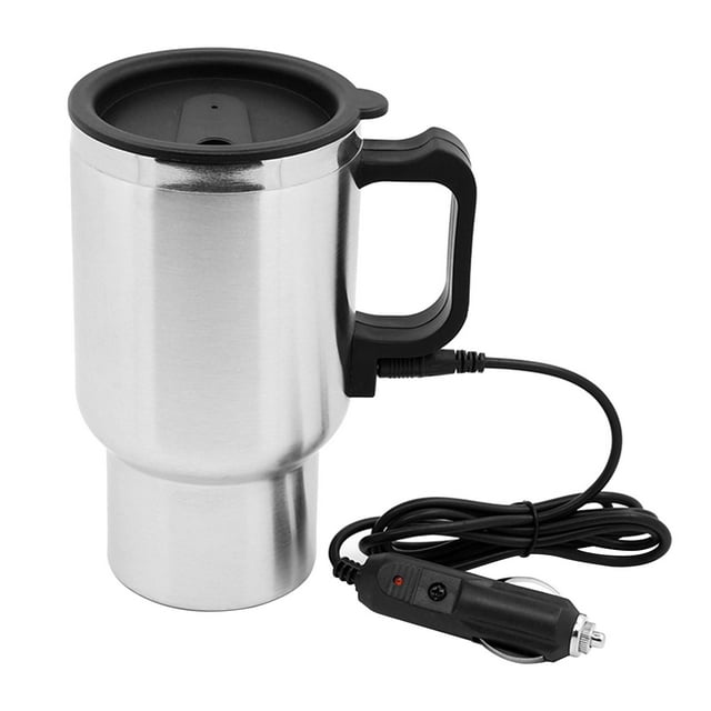 Taza de calefacción para coche V, taza termo calentada de acero inoxidable, taza calentada para calentar agua
