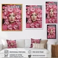thumbnail image 4 of Designart "Tranquil Beauty Pink Floral Woman Portrait" Fashion Framed Wall Art - Glam Pink Woman Glam Entryway Framed Wall Art, 4 of 6