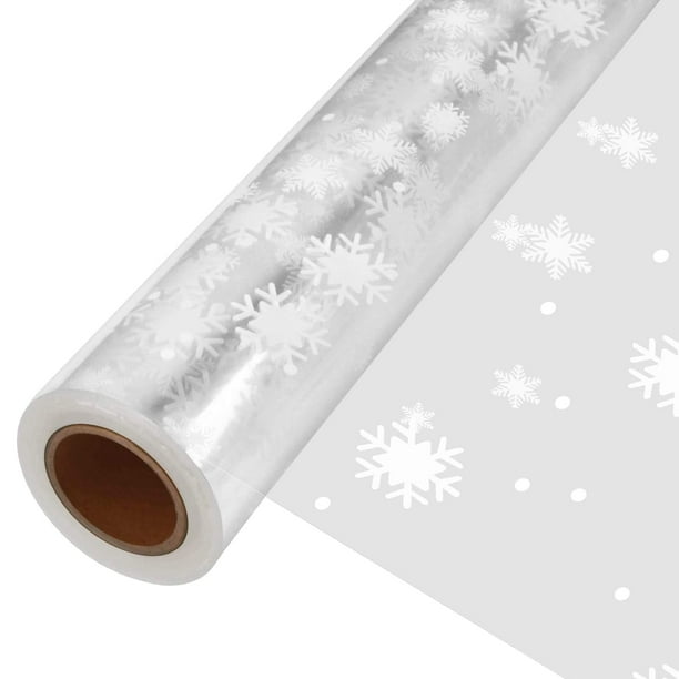 Rollo de celofán con forma de copo de nieve JOYIT de 80 cm x 30,5 m, 3 mil