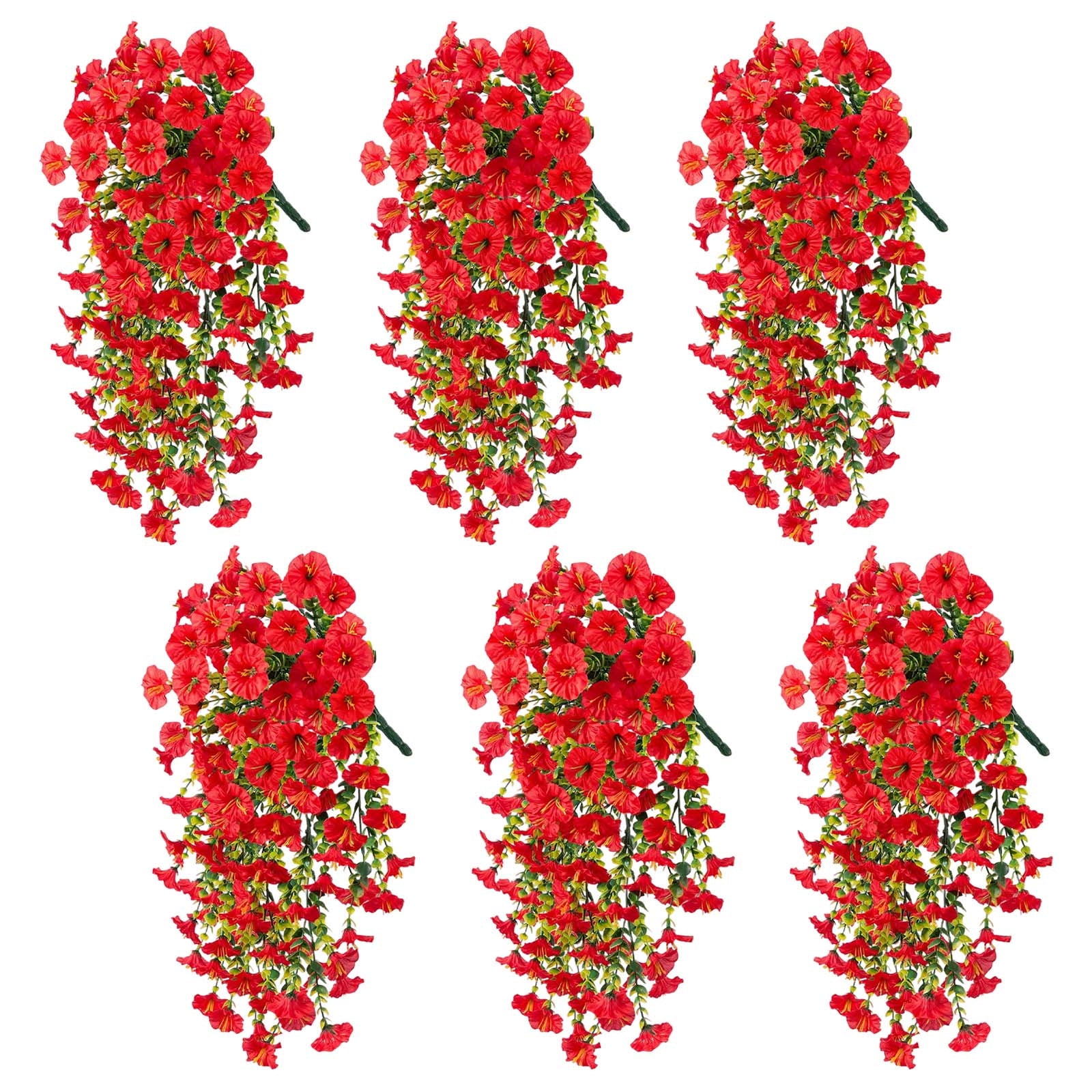 openpig Artificial Flowers for Outdoor Indoor Garden Home Decoration, 6PC Outdoor Garden Realistic Artificial And Morning Wall Hanging Vines