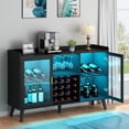 thumbnail image 3 of Armario de Bar de vinos con luz LED, gabinete de café para el hogar con Estante para Vino y Soporte para Vidrio, aparador de Cocina con Estante de Almacenamiento, gabinete de Licor, 3 of 8