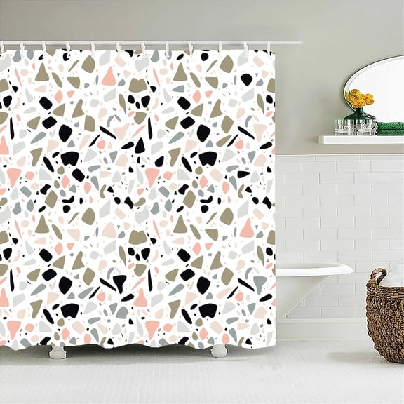 Modern Simple Mosaic Shower Curtain Waterproof Bath Curtains with 12 for Bathroom Home Decoration Polyester Fabric Screen
