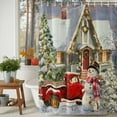 thumbnail image 3 of Shower Curtain 72"W x 84"L Vintage Christmas Snowman Truck Xmas Tree Fabric Shower Curtains Set with Hooks Water Repellent Bathroom Curtains Machine Washable Bathroom Accessories, 3 of 9
