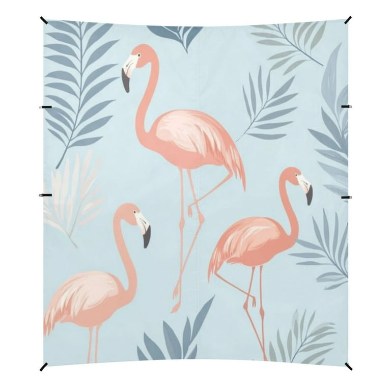 Wobogo Flamingo Pattern with Tropical Leaves Beach Tent Camping