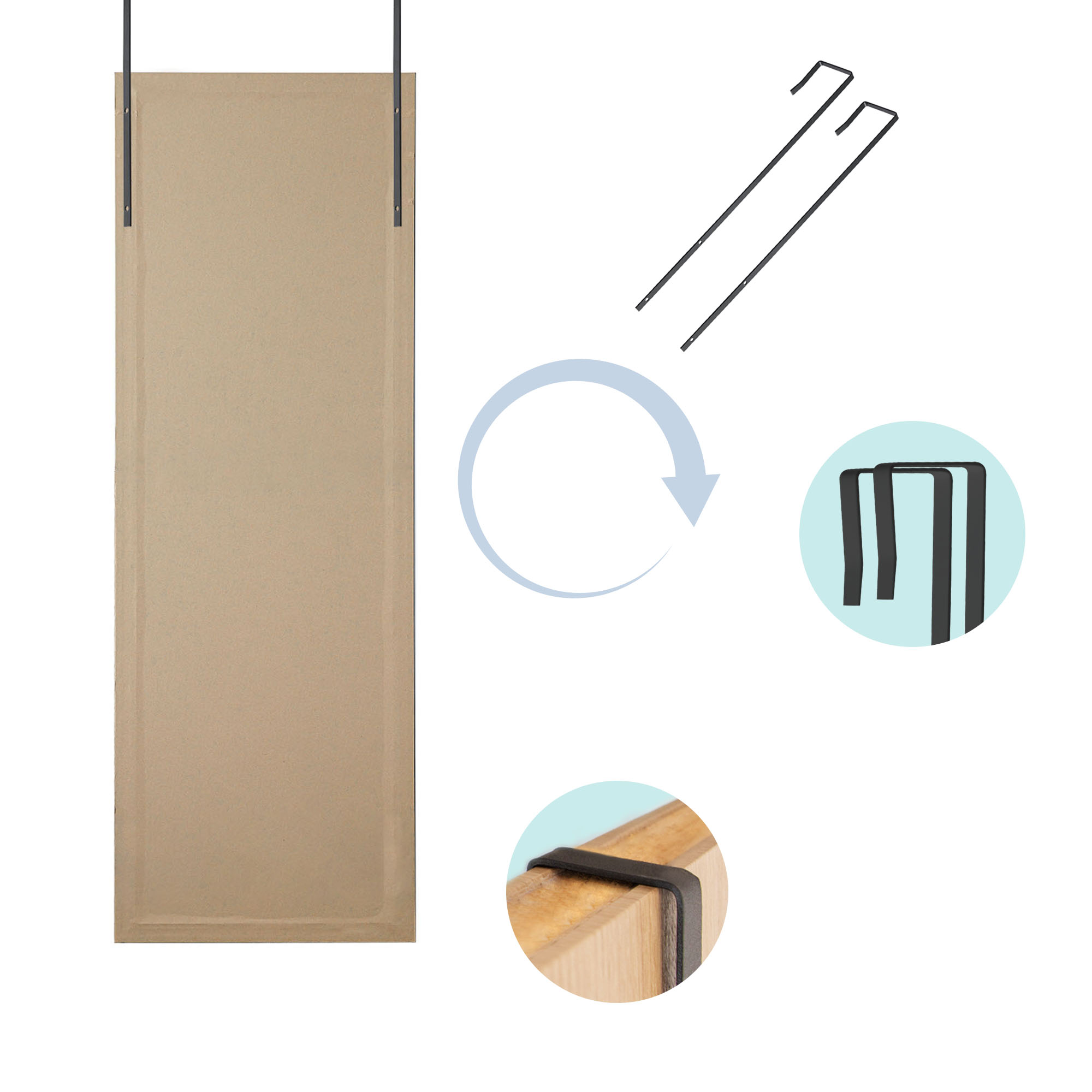 43"*18" Full Length Over the Door Mirror Rectangle Hanging Mirror for Bedroom Living room Black