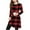 A01-Red, variant on Womens Long Sleeve Tunic Dress Plaid Pleated Front Swing Sweater Dress Relaxed Fit Round Neck Mini Dress with Pockets