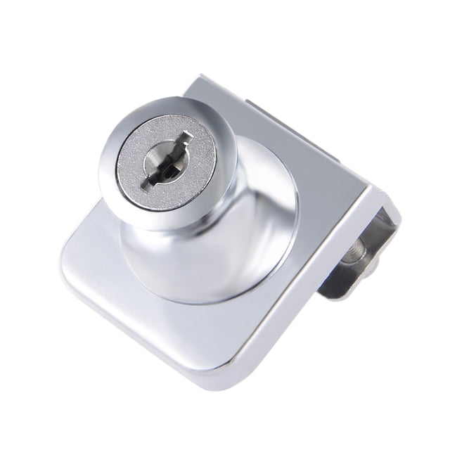 Unique Bargains Zinc Alloy Chrome Finish Display Hinged Square Glass Cabinet Lock, Key Different