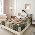 thumbnail image 4 of Feelyou Vintage Lodge Cabin Bed Sheets, Jungle Bear Deer Animal King Sheets, Western Countryside Sheet Set, Green Breathable Home Decor, 4 Pieces, 4 of 7