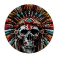 thumbnail image 4 of Orinice Skull Feathers Psychedelic Art Round Table Cover Stain Resistant Washable Indoor Outdoor Tablecloth Kitchen Dining Wedding Parties 100% Polyester Fiber 46-50, 4 of 8