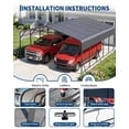 thumbnail image 5 of 20x25FT Heavy Duty Metal Carport,Outdoor Portable Car Garage w/Led Light,Removable PE SideReinforced Base & Galvanized Steel Roof, Outdoor Car Port Canopy Shelter for Boats, Full-Sized Pickup Trucks, 5 of 8