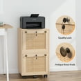 thumbnail image 6 of UBesGoo Wood File Cabinet Rattan Stylish with 2 Drawers,  Portable Vertical Mobile Wooden Storage Filing Cabinet, for Home Office, Natural, 6 of 14