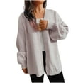 thumbnail image 2 of Puntoco moda mujer Casual cuello pico manga larga otoño suéter cárdigan blusa tops Puntoco Puntoco-6314, 2 of 6