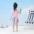 thumbnail image 5 of WOLLED 3-10Y Kids Toddler Girls One Piece Swimsuit Long Sleeve Dress Beachwear UPF 50+ Sun Protection Bathing Suit Rash Guard Swimwear with Hat, 5 of 10