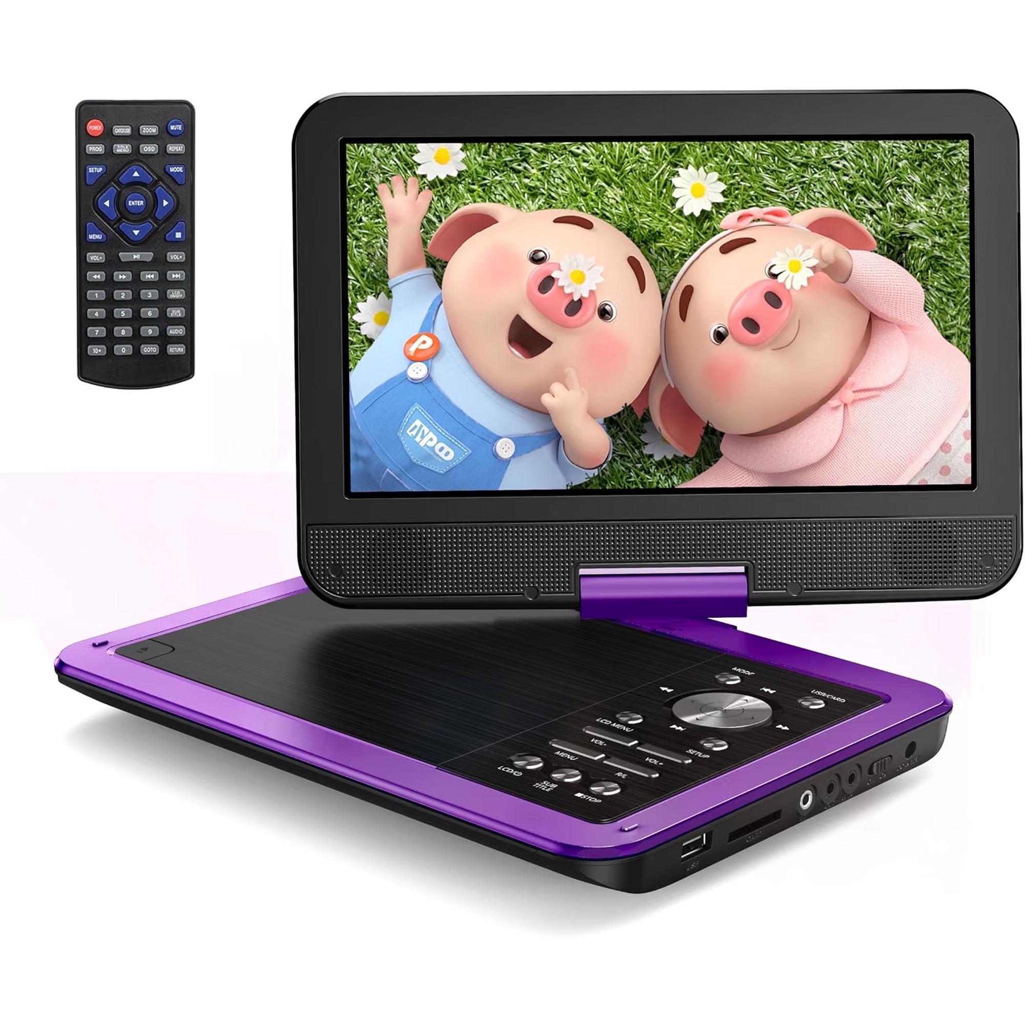 CocoBear 12.5" Portable DVD Player, 10.5" HD Screen for Car and Kids, 6H | Easy Setup for Kids & Elderly, All-Region Playback, Headphone Jack, AV-IN/AV-OUT, Not Support Blu-ray