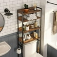 thumbnail image 5 of Over The Toilet Storage Rack, 4 Tier Bathroom Organizer Over Toilet, Freestanding Space Saver Toilet Stand with 2 Hooks, Bathroom Storage Shelf, Easy to Assemble, Rustic Brown, 5 of 8