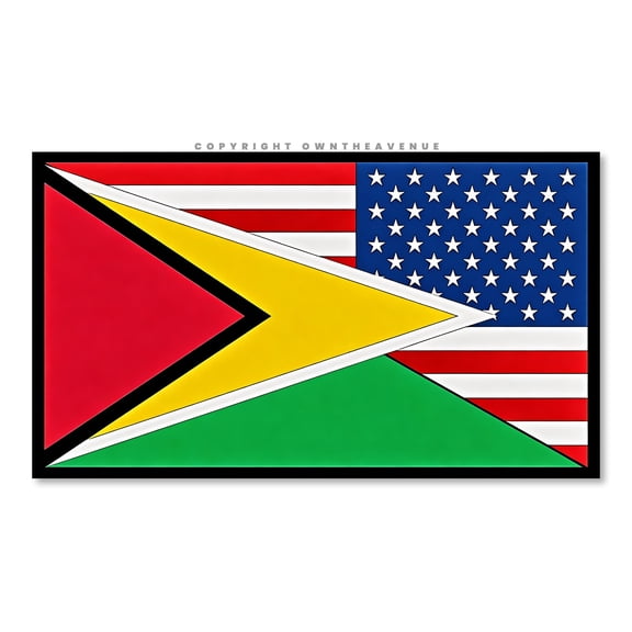 Guyana USA American Flag Sticker Decal 3.5" Inches