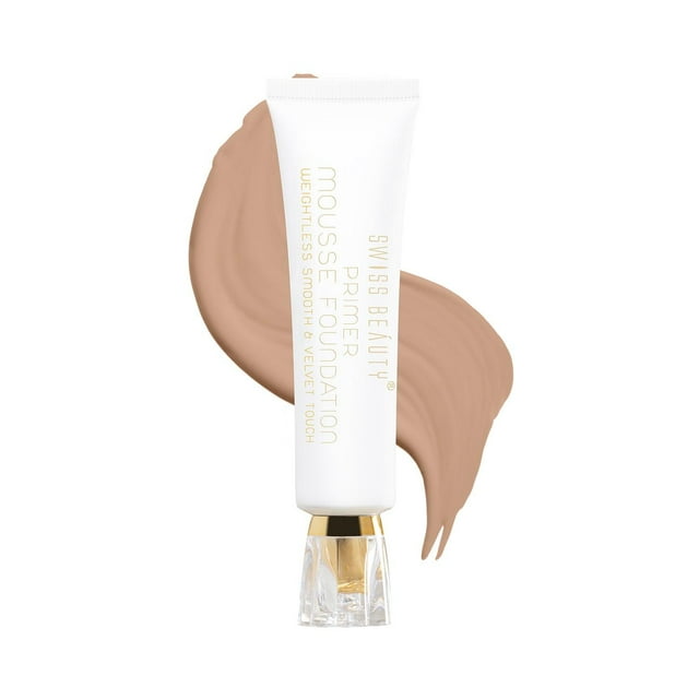 SWISS BEAUTY Primer Mousse Foundation Weightless Smooth & Velvet Touch, Face MakeUp, Natural Nude, 30ml