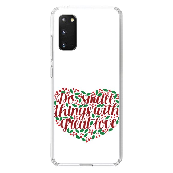 DistinctInk Clear Shockproof Hybrid Case for Galaxy S20 PLUS / 5G (6.7" Screen) - TPU Bumper, Acrylic Back, Tempered Glass Screen Protector - Do Small Things With Great Love - Floral