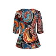 thumbnail image 4 of Wo-Fusoul T-Shirt pour Femmes, Manches 3/4 Décontractées et Amples, Col Rond, Grande Taille, Imprimé, 4 of 6