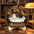 thumbnail image 4 of Ghost Black Cat Bathtub Pumpkin Wooden DIY Puzzle, Spooky Halloween Bathroom Scene Assemble Tabletop Decor for Bookshelf, Halloween Home Decor, 4 of 6