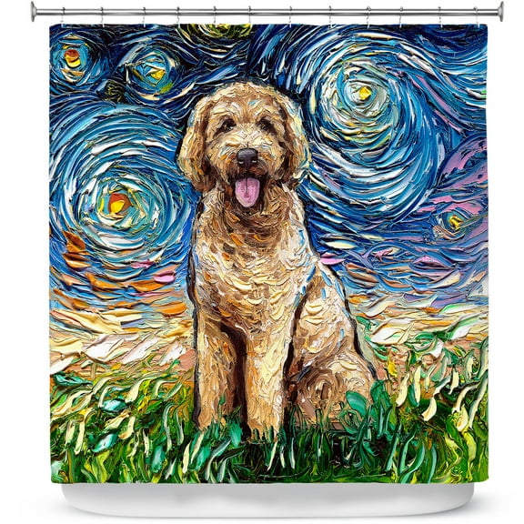 Shower Curtains 70" x 73" from DiaNoche Designs by Aja Ann - Golden Doodle Dog