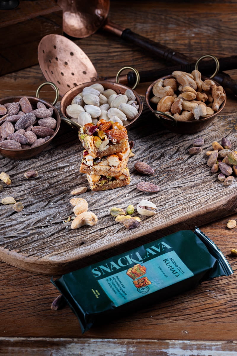 Snacklava Mixed Nuts Kunafa - 20 Pack (60 Pieces) - No Artificial Ingredients, Colors or Preservatives - 5g of Protein Per Serving