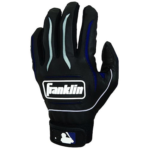Franklin Sports MLB Adult Black Gray Player Classic Batting Gloves (1 Pair) by Franklin Sports, Inc.